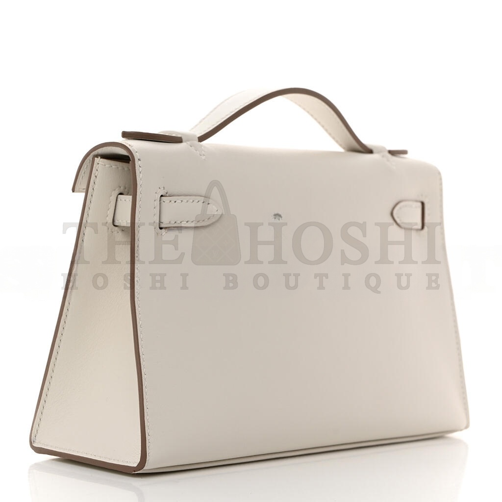 H**me5 SWIFT KELLY POCHETTE CLUTCH MILKSHAKE WHITE GOLD BUCKLE(22*14*7cm) Master Quality